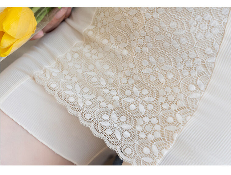 Women's Lace Blocking Anti Embarrassment Double Layer Safety Pants Ice Silk Large Size Shorts_voghion.com