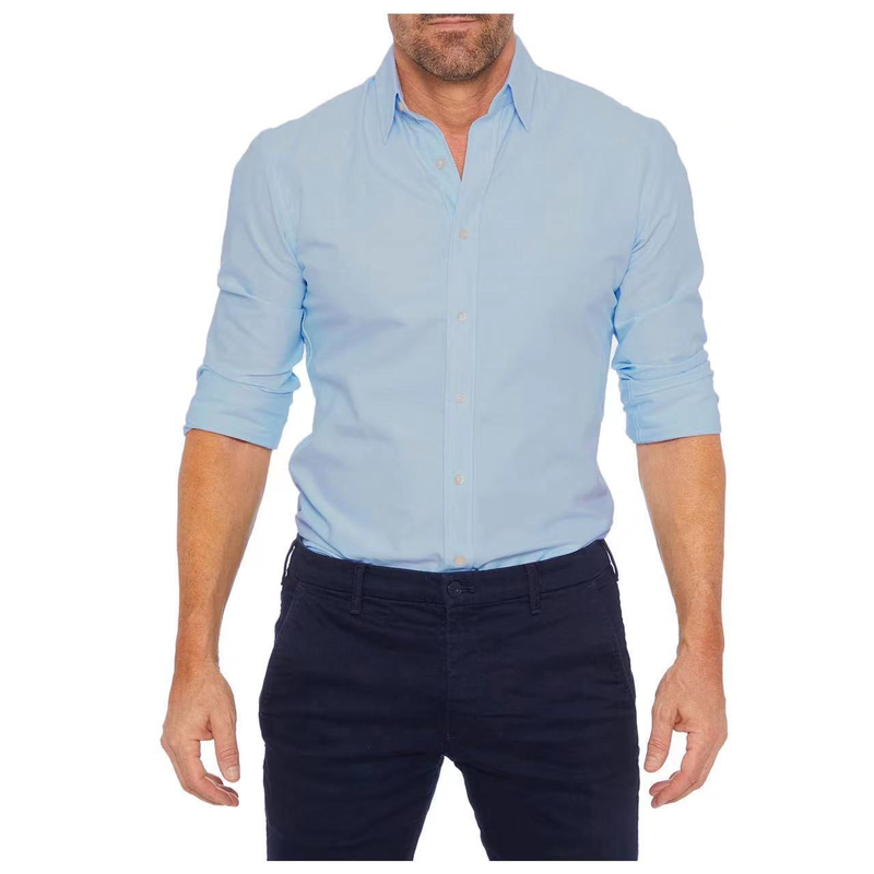 Camicia da uomo CT Plus Size in cotone Oxford con bottoni nascosti e cerniera_voghion.com
