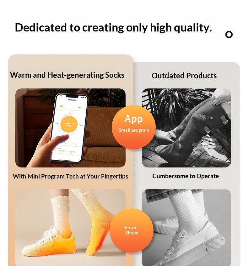 Pure Warm Shoes Cute Travel Bed Sleeping Electric Heating Winter Gift Smart Foot Socks_voghion.com
