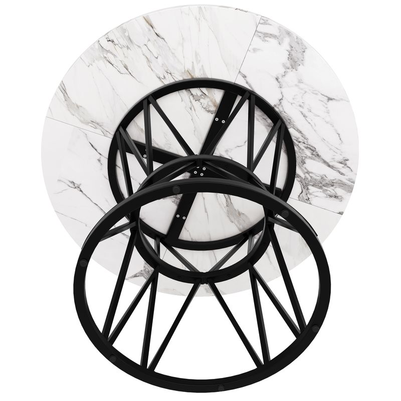 Runder Esstisch 100x76cm Mit Marmorplatte, Metallbeinen, Negro_voghion.com