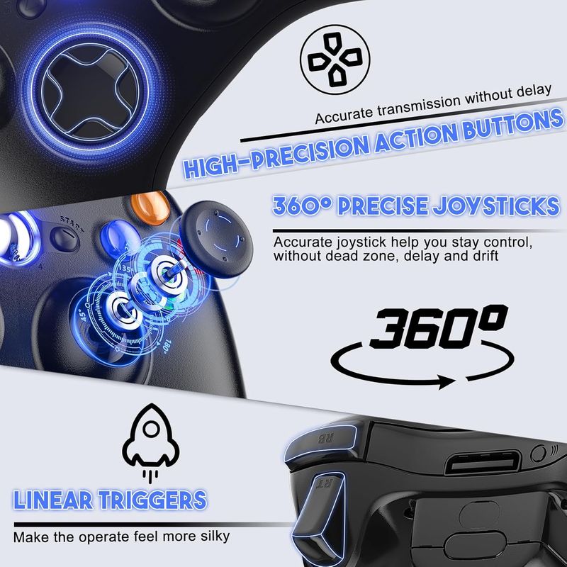 2.4G draadloze controllerconsole met vibratie Xbox 360 Slim Gamepad voor pc Windows 7/8/10 Joystick Joypad_voghion.com