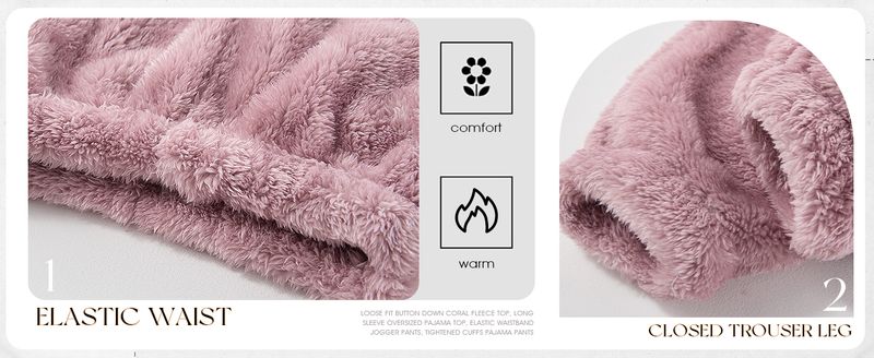 Women' S Fluffy Pajamas Set Fleece Pullover Pants Loose Plush Sleepwear 2 Piece Pjs Set Warm Loungewear Fuzzy_voghion.com