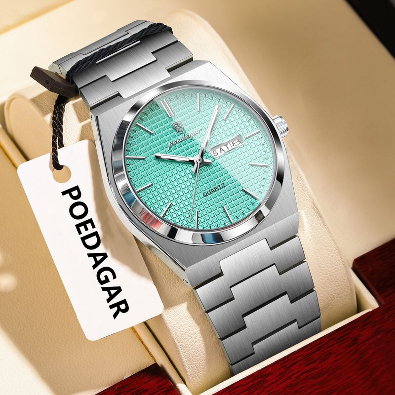 POEDAGAR Top Business Man Watch Luminous Waterproof Stainless Steel Men Wristwatch Date Week Quartz Fashion Casual Men's Watches_voghion.com