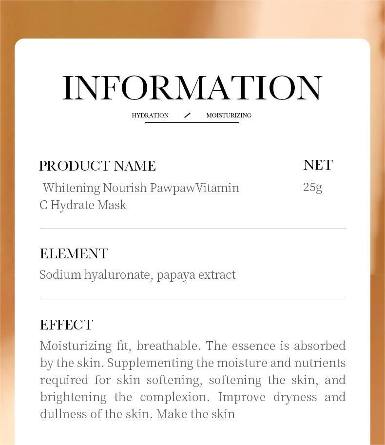 Maschera inglese completa 25 g BIOAOUA Confezione in fogli idratanti e idratanti al miele di riso Oubao_voghion.com