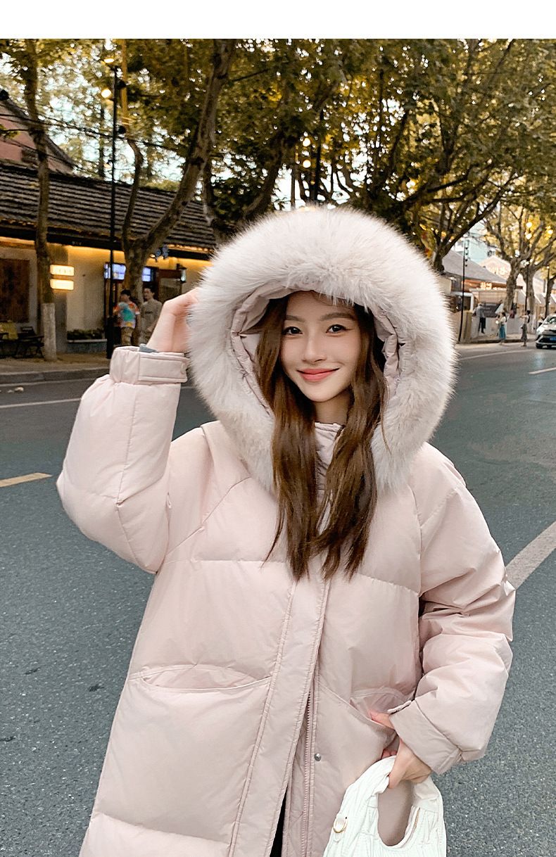 Piumino lungo invernale da donna con cappuccio staccabile in pelliccia sintetica, giacca parka calda oversize per il freddo, poliestere resistente all'acqua_voghion.com