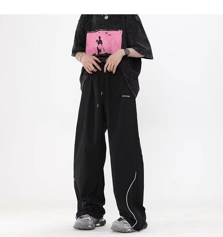 Charge For Men In Summer, Thin And Cool, Trendy Brand, Loose Casual P, American High Arcade Style, Wide Leg Sports_voghion.com