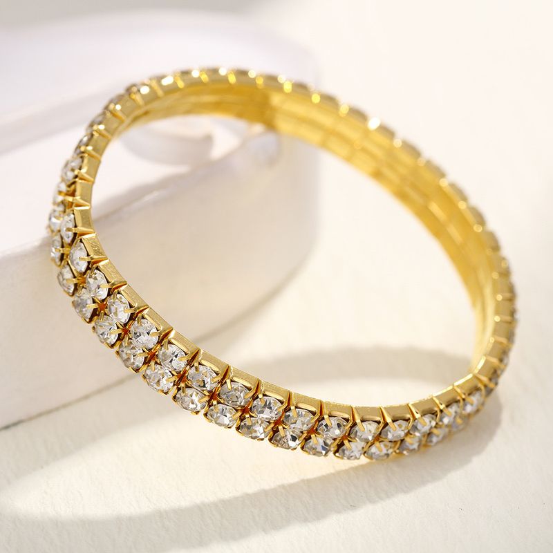 New Korean hand jewelry wholesale full diamond double row elastic bracelet shiny intellectual star bracelet bracelet_voghion.com