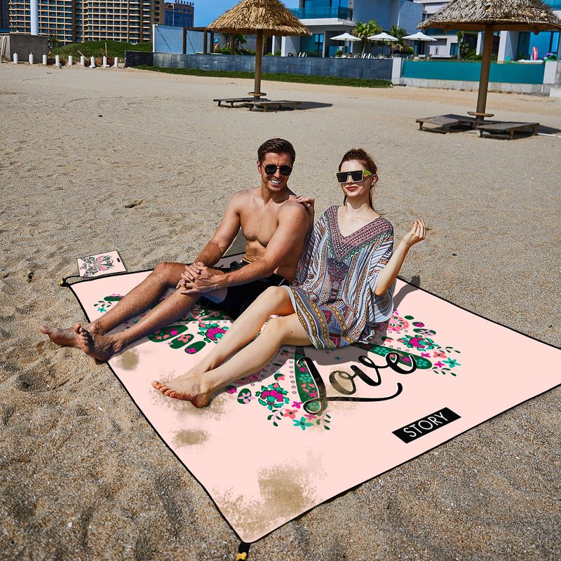 Tappetino da spiaggia personalizzato con stampa - Asciugatura rapida, anti-sabbia e portatile (200x150 cm, poliestere, per viaggi e attività all'aperto)_voghion.com