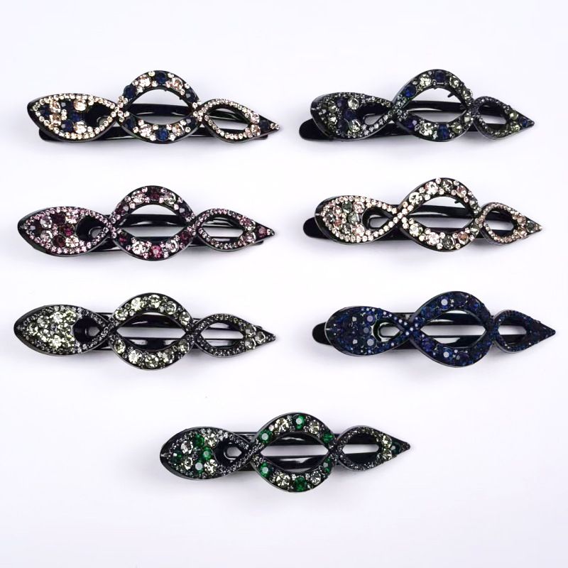 Fashion Rhinestone Large Swallowtail Hair Clip, Horizontal Duckbill Clamp For Women's Updo, Trendy Versatile Hair Accessory_voghion.com