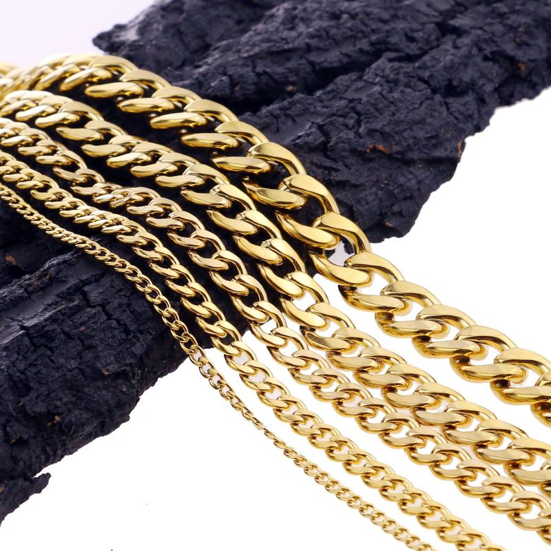 Acciaio inossidabile NK Titanio Acciaio Uomo e Donna Coppia Collana Cubana Grande Catena Oro Hip Hop Punk Gioielli Catena Sezione Piatta Catena_voghion.com