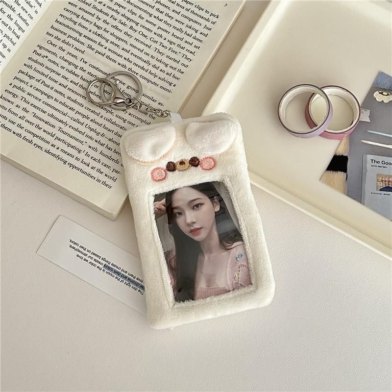Bolsas femininas estilo original ins, filhote de cachorro fofo, porta-cartões de pelúcia, cartão de refeição do campus, cartão de ídolo, pingente para exibição de fotos_voghion.com