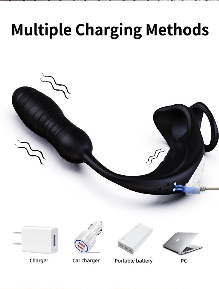 CHIJIANG New Telescopic Anal Plug Prostate Vibrator Massager Wireless Remote Control Double Ring Semen Lock_voghion.com
