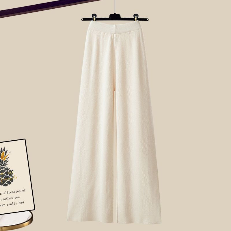 Women’s Clothing Fashion autumn suit women sweater women new large size women's shirt wide leg pants three piece knitted slim_voghion.com