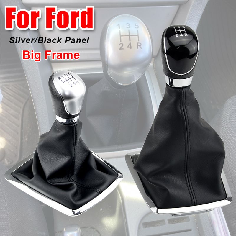 5/6 gears gearstangsknop håndbold til Ford Focus 2 FL C-MAX 2006-2011 3 4 7 Galaxy læderbetræk til manchetbeklædning_voghion.com