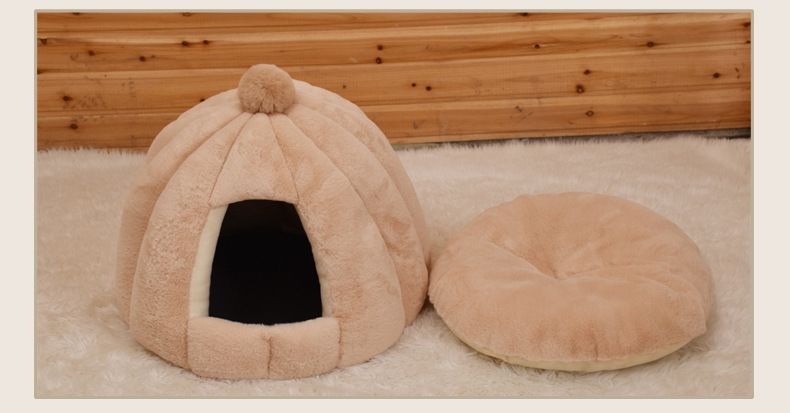 Cuccia rotonda Cuccia semi-chiusa per gatti e conigli piccoli Cuccia soffice per autunno e inverno Cuccia imbottita per animali domestici Cuccia per cani di piccola e media taglia_voghion.com