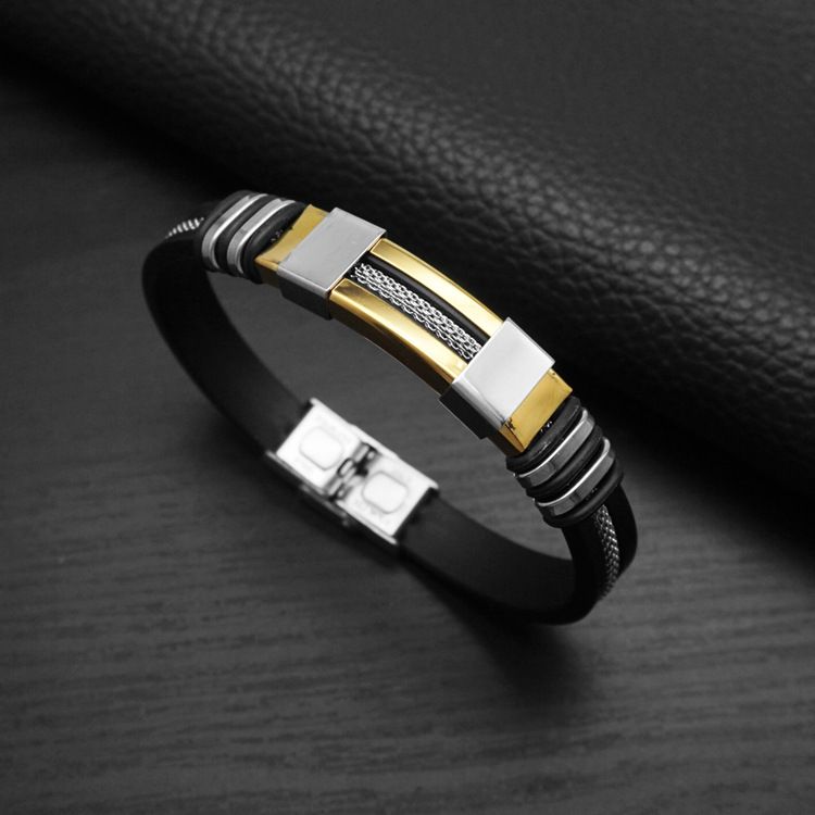 Grenzüberschreitendes Punk-Hip-Hop-Armband aus Silikon und Titan im europäischen und amerikanischen Stil – ein trendiges Accessoire für Herren aus Edelstahl_voghion.com