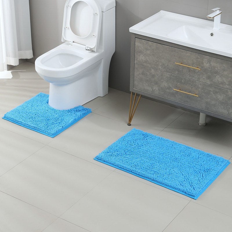 Heißverkaufte Chenille-Bodenmatte, lange Wolle, Badezimmer-Bodenmatte, saugfähiger Badezimmerteppich_voghion.com