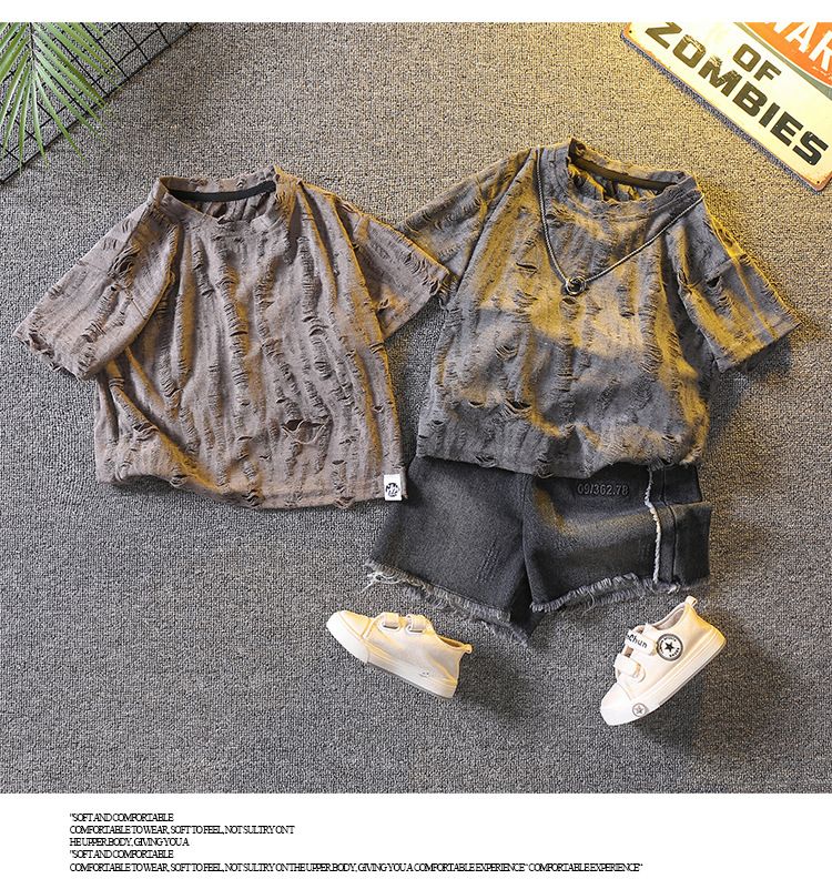 Ropa para niños, traje de verano, nuevo estilo, ropa de calle para bebés a la moda y elegante, fresca y atractiva, de manga corta_voghion.com