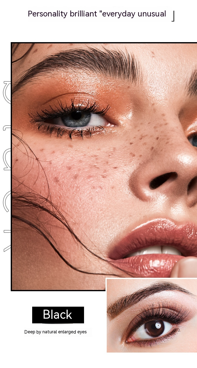 Pudaier Buntes Schwarz, lang, lockig, wasserfest, Make-up-resistent, 9 Farben Augenschwarz_voghion.com