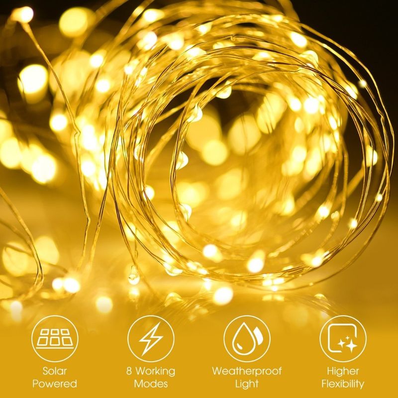 Lámpara solar de Año Nuevo, luces LED para exteriores de 30 m, guirnalda de luces impermeable para fiestas navideñas, guirnaldas para decoración de jardín_voghion.com