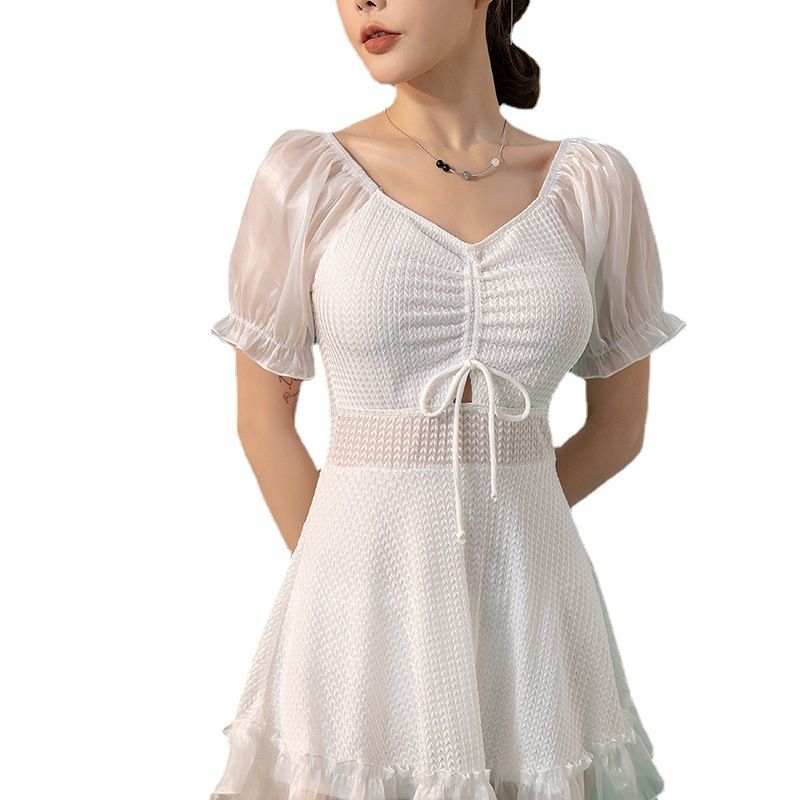 Maillot de bain une pièce conservateur pour femmes, slim, couleur unie, push-up, vacances aux sources chaudes, nouvelle collection 2025_voghion.com