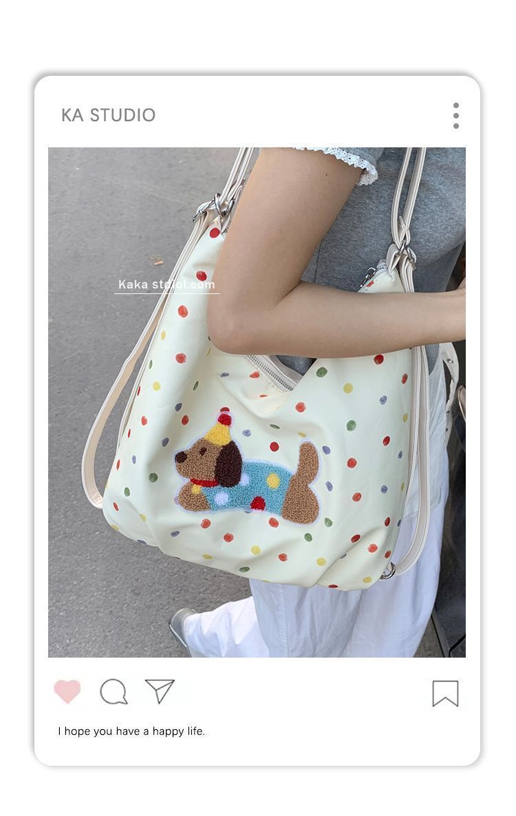 Borsa a tracolla singola in tela con motivo a cane bassotto, 2024, nuova borsa alla moda in stile college, casual, grande capacità_voghion.com