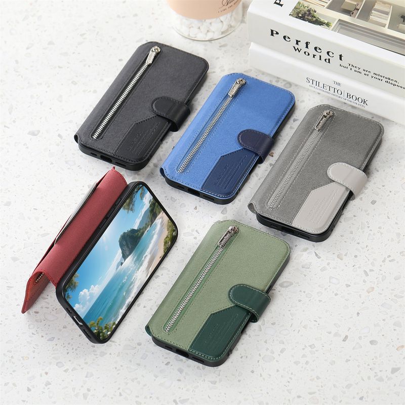 TechGlobe Compatible 17 Magnetic 2-in-1 Structure IPhone 16 Flip Cover Protective Leather With Coin And Card Slot PU Phone_voghion.com