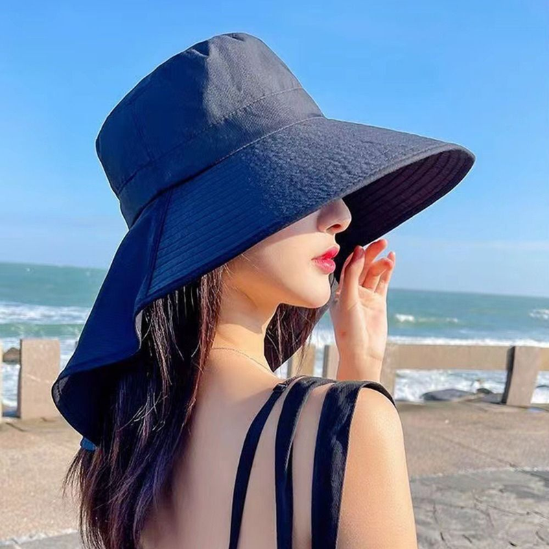 Womens Summer Flap Cover Cap Cotton UPF 50+ Sun Shade Hat Outdoor Fishing Hiking UV Anti Neck Protection Shawl Visor Cap_voghion.com