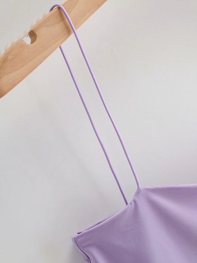 Canotta estiva da donna con elastico sottile e fascia elastica, aderente e aderente, in tinta unita_voghion.com