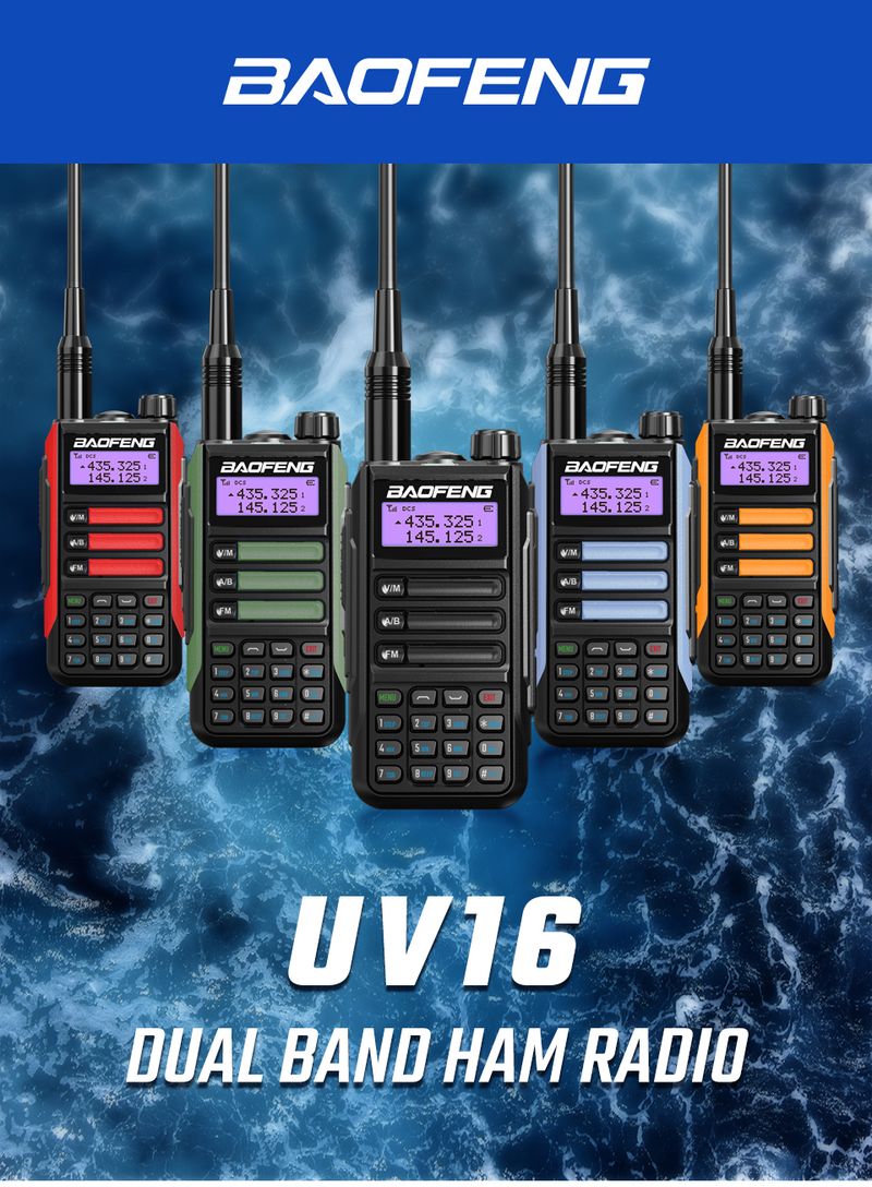 BaoFeng UV16 Walkie-Talkie Tri Band Professional Hunting Ham Waterproof Long Range Type-C Charger VHF UHF Two Way_voghion.com