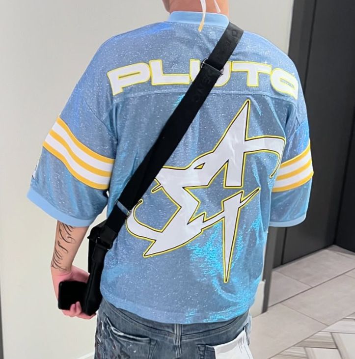 T-shirt réfléchissant col V pour homme et femme - Style hip-hop urbain, sécurité nocturne, unisexe, léger et respirant (noir, bleu clair)_voghion.com