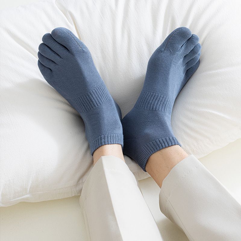 Calzini a cinque dita per tutte le stagioni, calzini da uomo in cotone tinta unita, assorbenti del sudore e deodoranti, con dita divise, anti-infezione incrociata, calzini corti 100% cotone_voghion.com