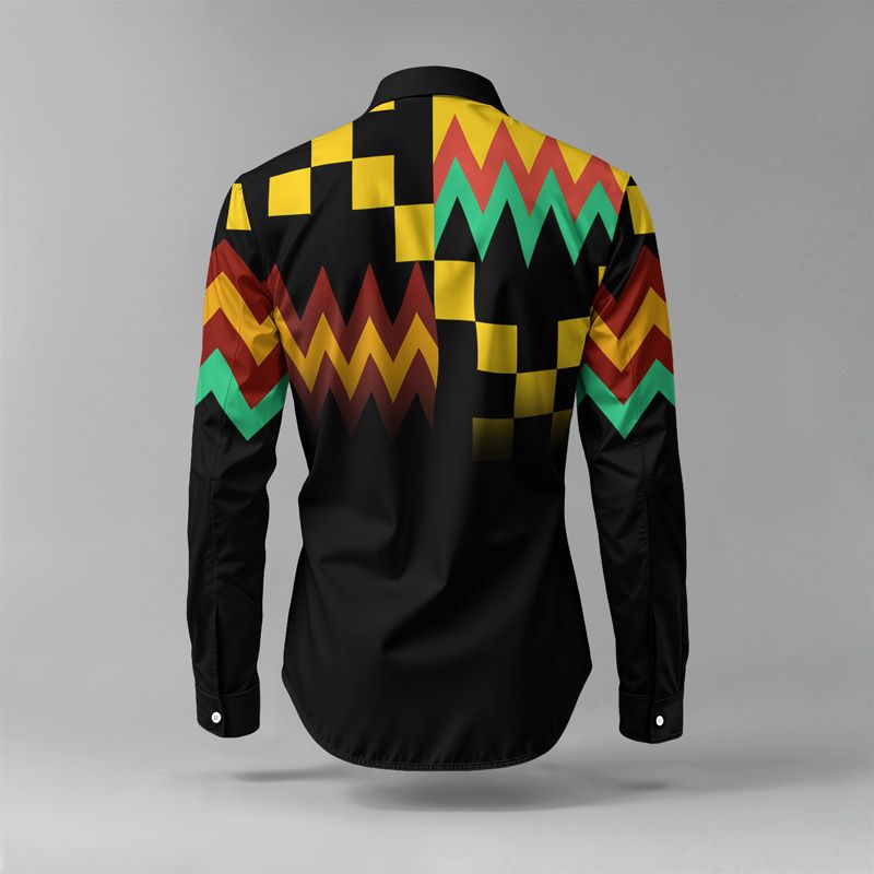 2025 Spring Summer Men Shirt Set Geometry Print Fashion Simple Two Piece Set Mens Gradient Lightweight Party Long Sleeves Suit_voghion.com