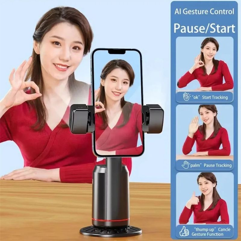 Treppiede intelligente AI con rilevamento automatico del viso, controllo dei gesti con rotazione a 360°, stabilizzatore cardanico, telecomando universale Bluetooth_voghion.com
