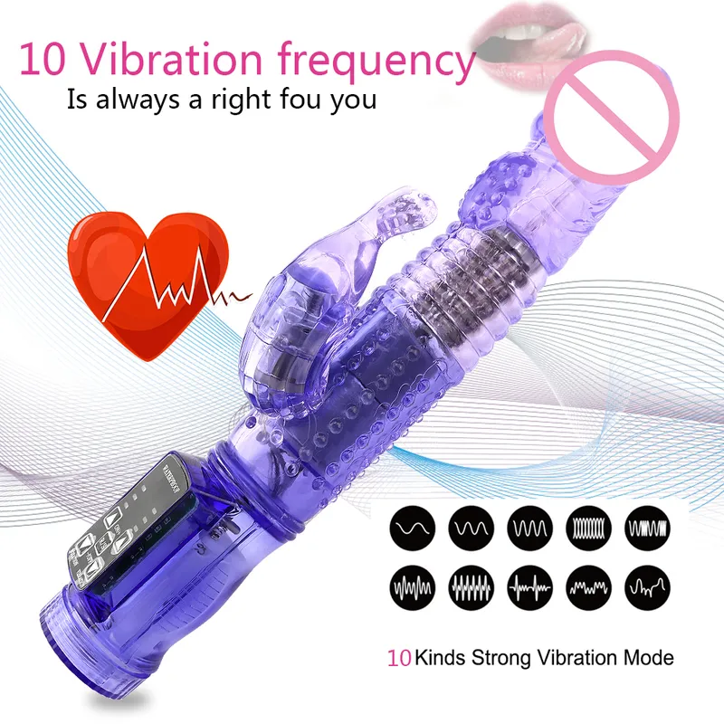 Man nuo Dual Motor Dildo Rabbit Vibrator 12 Speeds Vibration Rotation Sex Toy for Women G Spot Massager Clitor_voghion.com