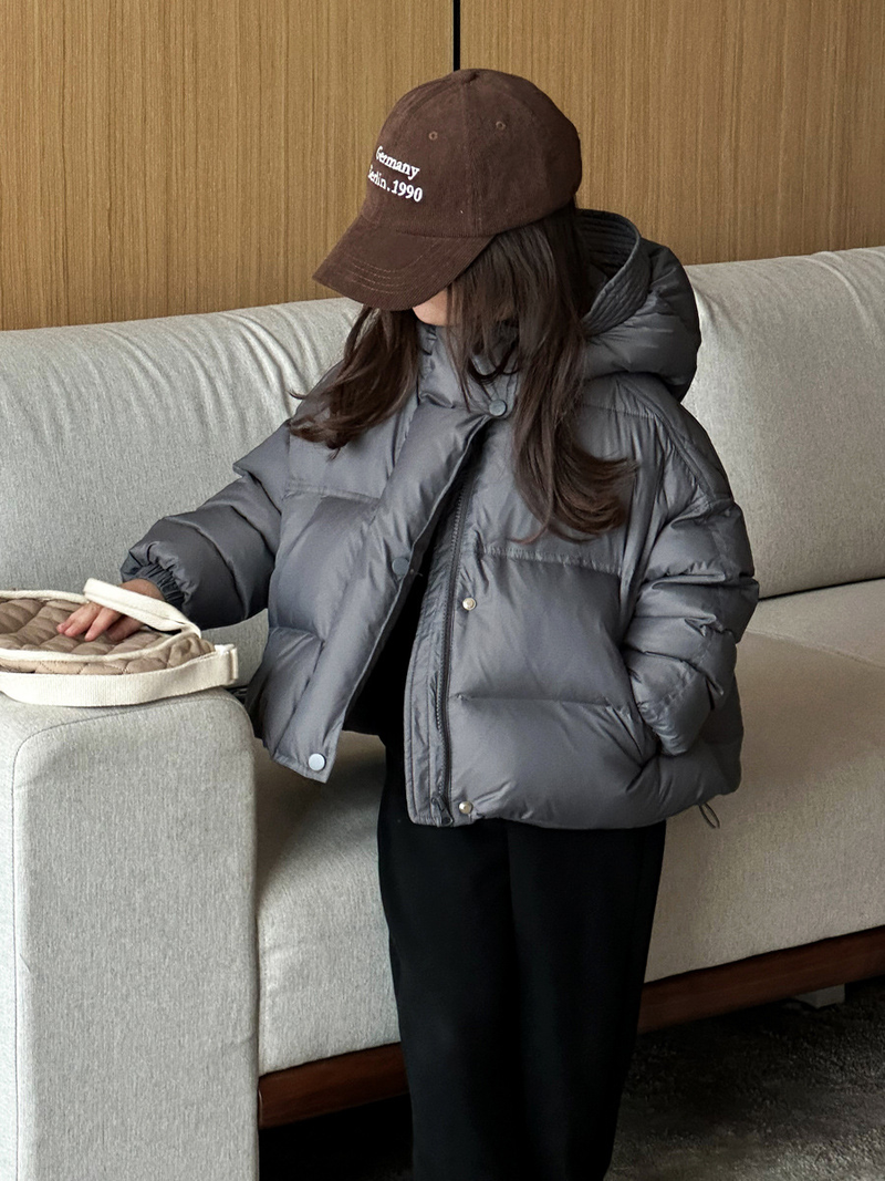 Daunenjacke für Mädchen, 90, weiße Entendaunen, dick, warm, kurz, stilvoll, Wintermantel für Kinder_voghion.com