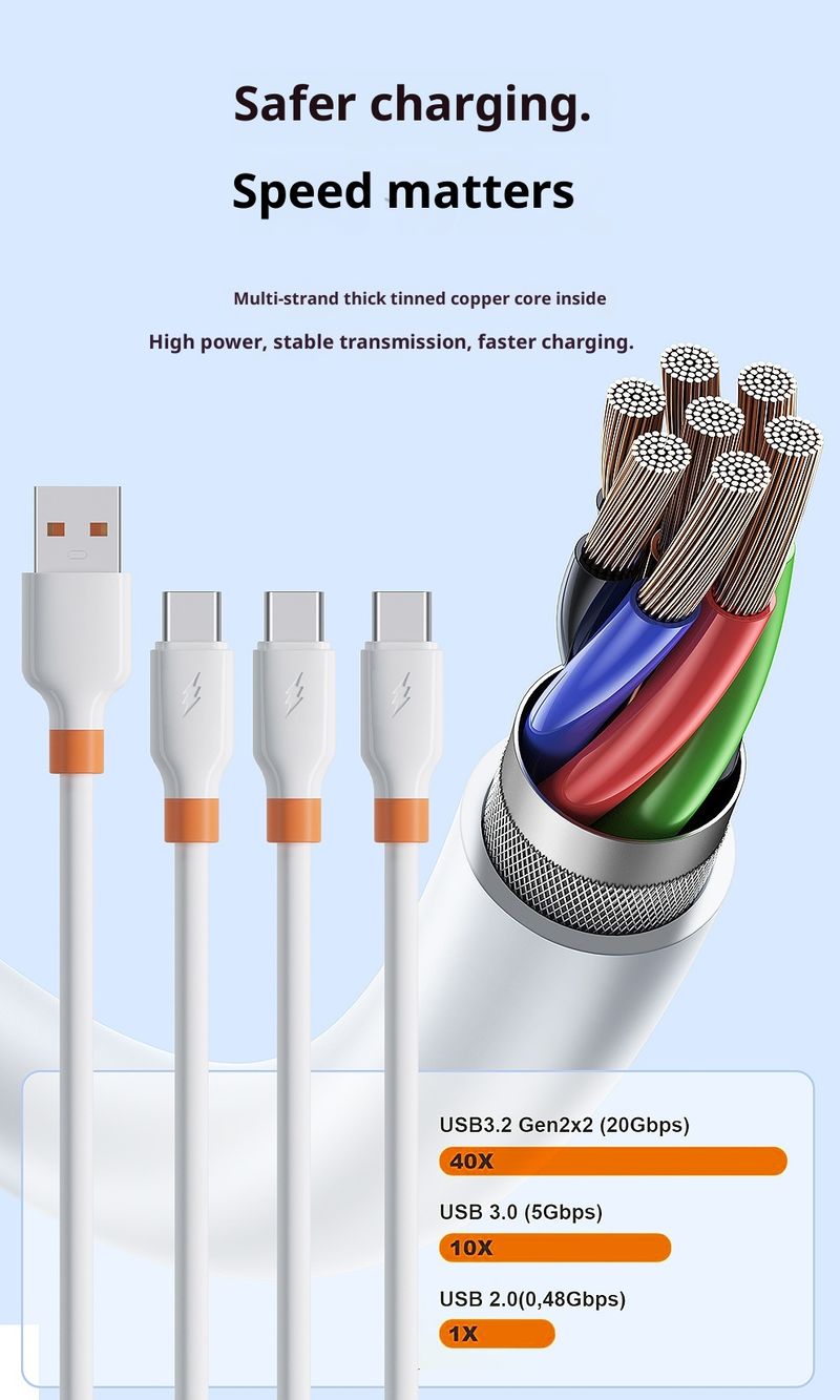 Digitex Liquid Silicone Compatible With Huawei Android Type-C Mobile Phone Flash Fast Charging Data Cable Orange Head_voghion.com