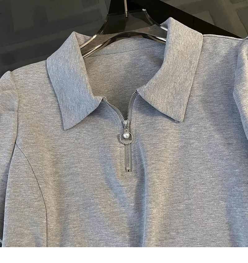Vêtements pour femmes gris décontracté sport manches courtes costume pour femmes été mode Net célébrité rue ludique et vivant jambe large shorts deux pièces costume_voghion.com