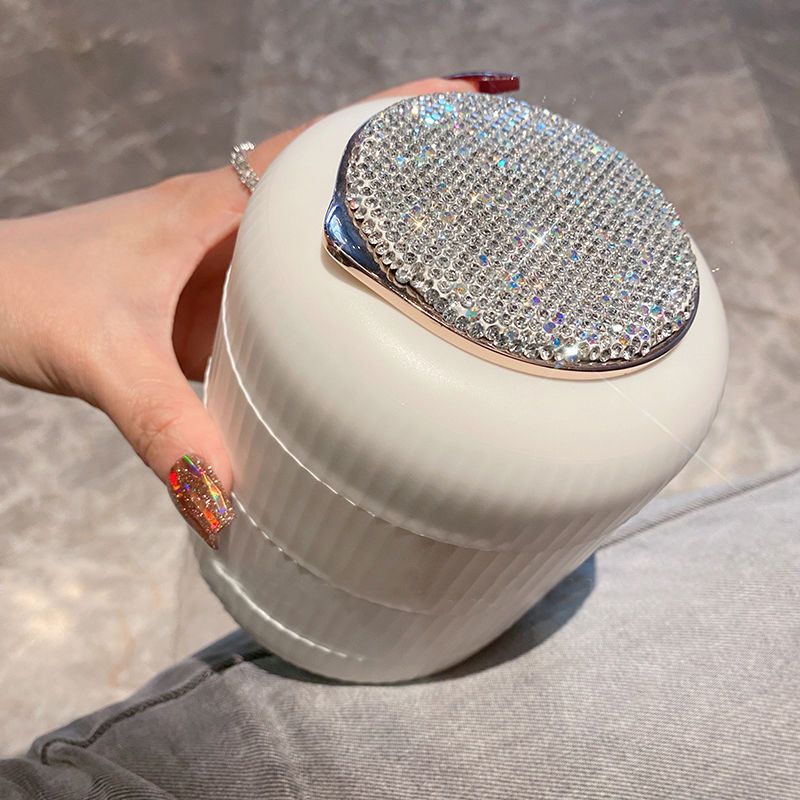 Organizador de joyas giratorio multicapa: caja de plástico resistente al polvo para pulseras, anillos y accesorios para el cabello (elegante y compacto)_voghion.com