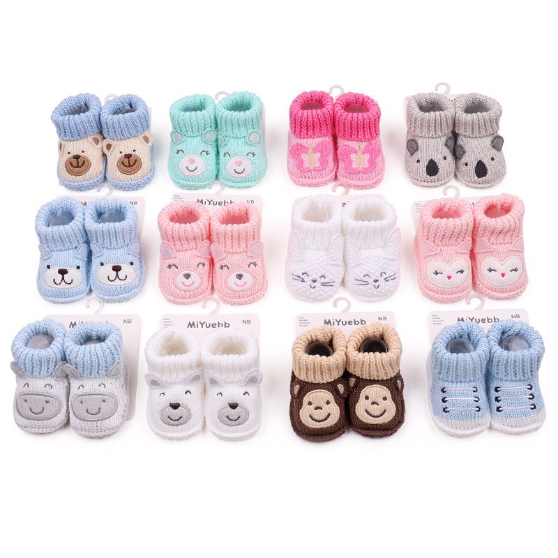 Neugeborenen Baby Schuhe Hand-woven Junge Und Mädchen Baby Cartoon Tier Wolle Kleinkind Galoschen_voghion.com