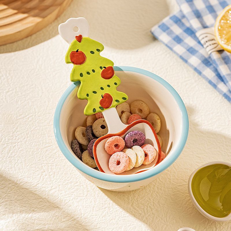 Exquisite Ceramic Small Cute Household High-Value Beautiful Soup Ladle Rice Spoon Glaze Underglaze Color_voghion.com