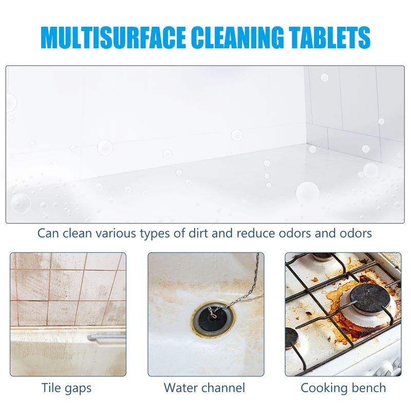 Jakehoe Multisurface Cleaning Tablets, Toilet Deodorant Wash Sink Toilet Stain Cleaning Effervescent Tablet_voghion.com
