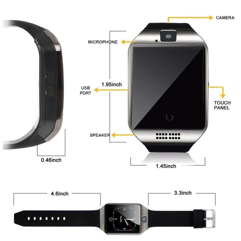 ♥ Ready Stock +FREE Shipping ♥ Q18 Smart Watch Bluetooth Touchscreen with Camera Smart SIM Card Wrist for Android Phone_voghion.com