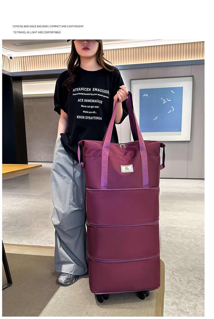 Travel bag with large capacity and universal wheels trips and waiting for delivery, waterproof three layer shrinkable and expandable luggage bag_voghion.com