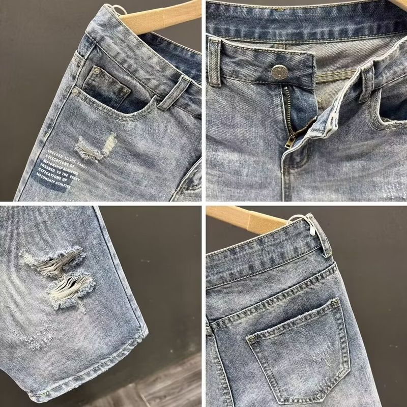 Herrenbekleidung 2024 High Street Denim Shorts Herrendesign Nischen-Sommer-Shorts Herren-Lockere mittellange Hose Einteiler Dropshipping_voghion.com