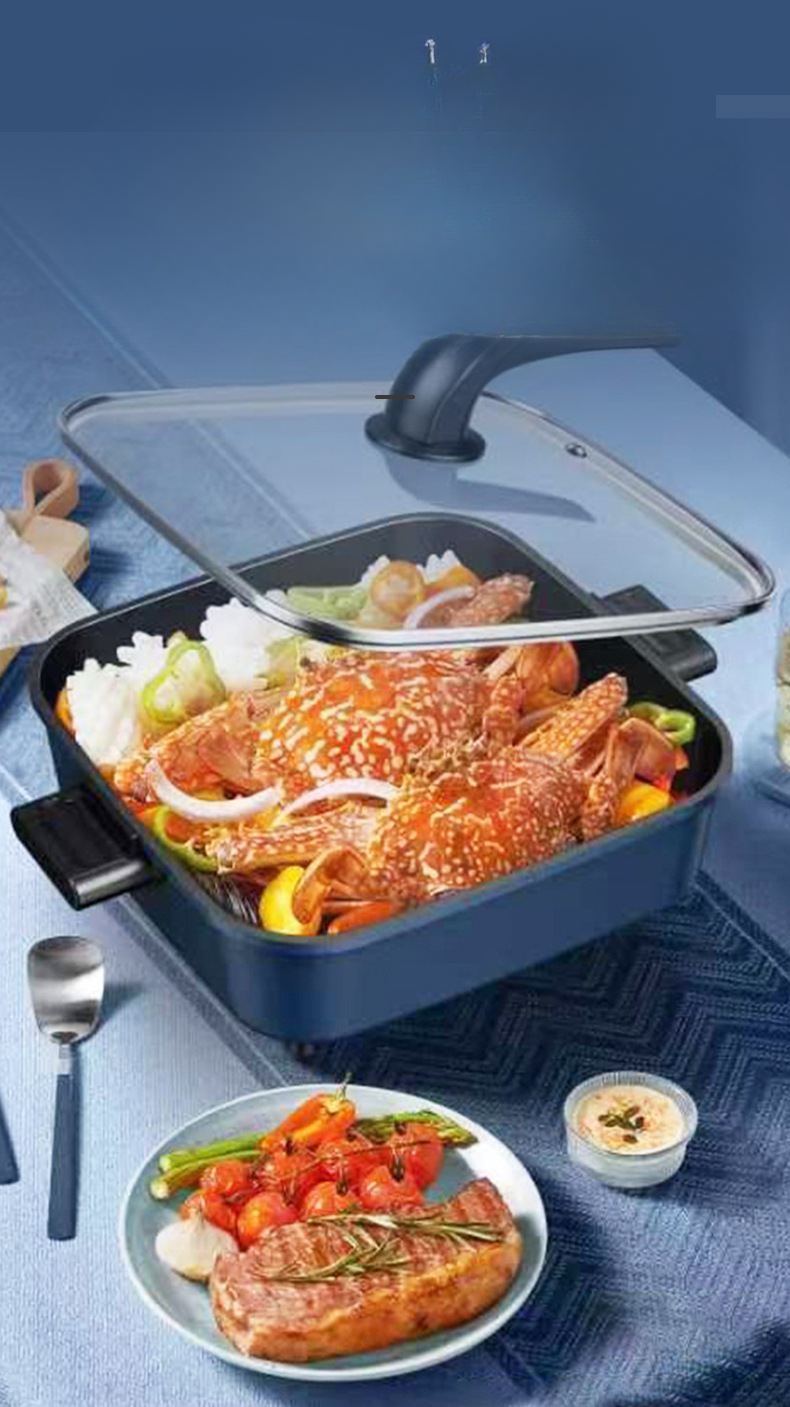 Multi functional Korean style cooking household frying pan, integrated non stick pot, electric hot pot_voghion.com