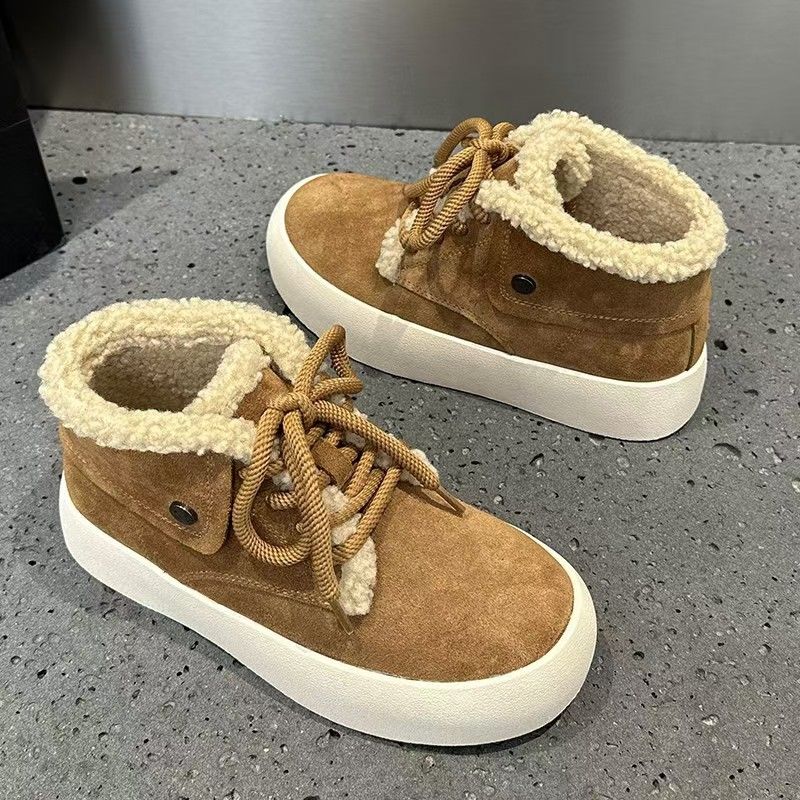 Vera pelle, fodera in pile caldo, scarpe casual versatili con suola spessa da donna autunno/inverno 2025_voghion.com
