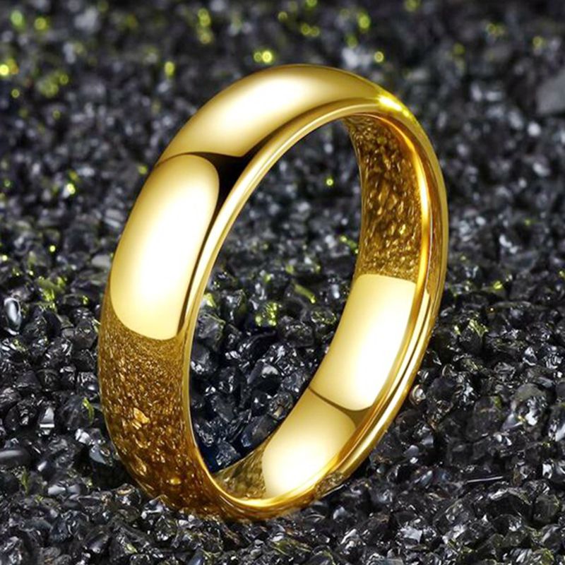 Moda Semplice 2/4/6mm Anelli di Nozze in Acciaio Inox Dorato Liscio Donne Uomini Coppia Anello Gioielli di Moda_voghion.com