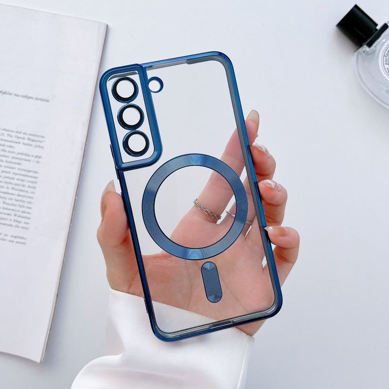 Compatible With Samsung S24+ Electroplated Transparent Phone Full Coverage Lens Film S22 Ultra CD Pattern Magnetic S23+_voghion.com