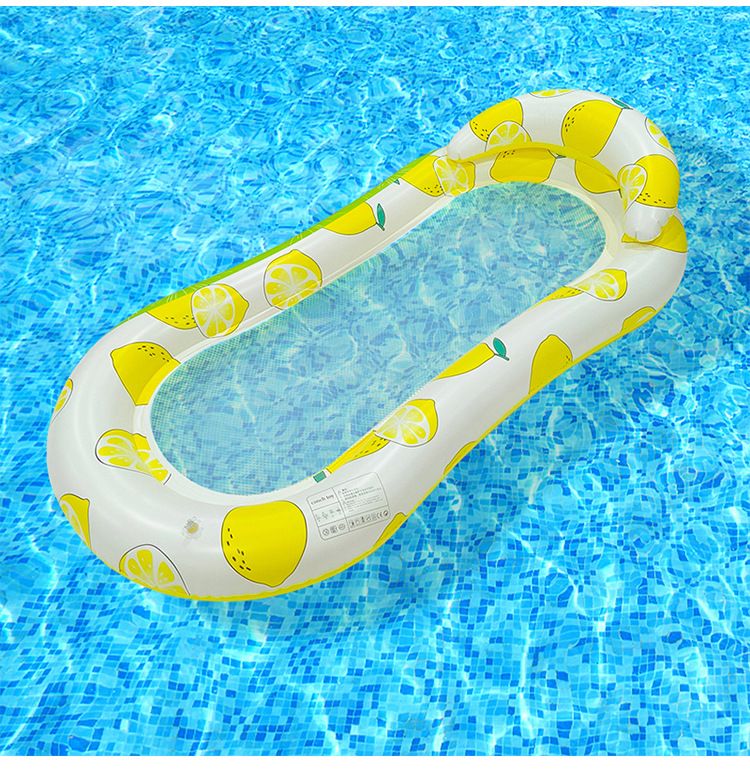 Lemon-Shaped Inflatable Lounge Chair - Breathable Mesh & Neck Support (Single Person Floating Chair Lightweight & Quick-Dry)_voghion.com